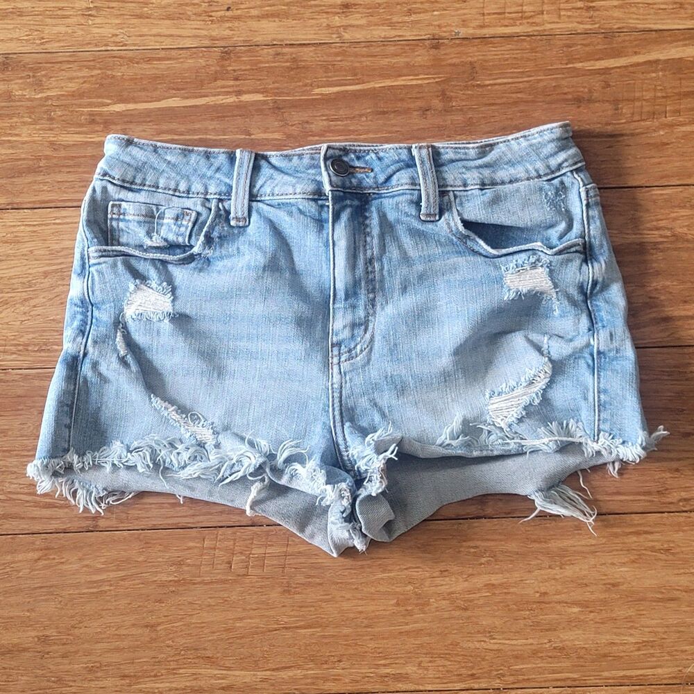Studio Blue Flyn Distressed Frayed Hem Indigo Shorts Women's Size 29